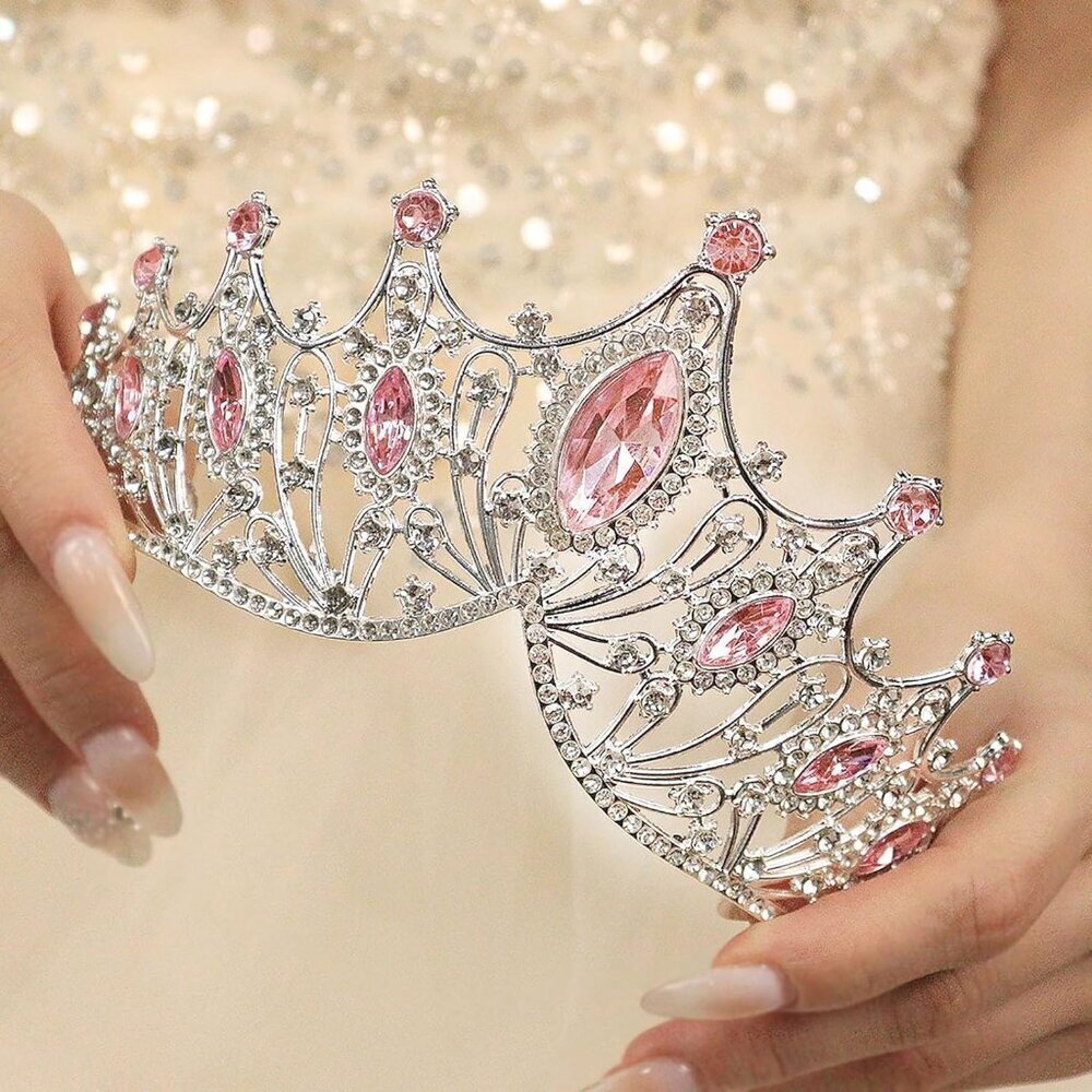 Rhinestone Crystal Tiara Crown Women Silver Bridal Hair Accessory Elegant Prince - Picture 2 of 7